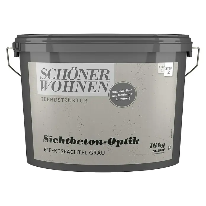 SCHÖNER WOHNEN-Farbe Trendstruktur Effektspachtel - Sichtbeton-Optik, 16 kg, Grau - Vorderansicht