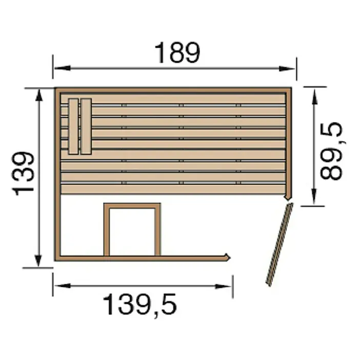 Weka Massivholzsauna Valida Eck 1 GT - Ohne Ofen, 139 x 189 x 203,5 cm - Ansicht von oben