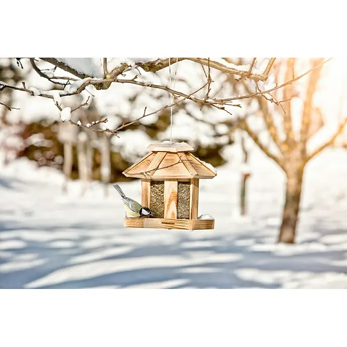 Windhager Vogelhaus Wilder Kaiser - L x B x H: 26 x 26 x 24,5 cm, Natur, Geflammt, Holz