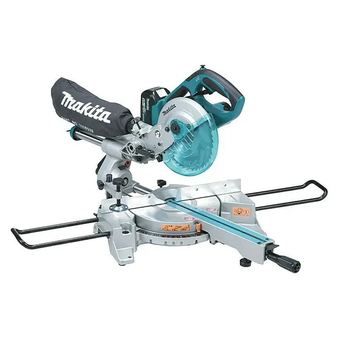 Makita Akku-Kapp- & Gehrungssäge DLS713RTE - 18 V, 2 Akkus, 5 Ah, Durchmesser Sägeblatt: 190 mm - Vorderansicht