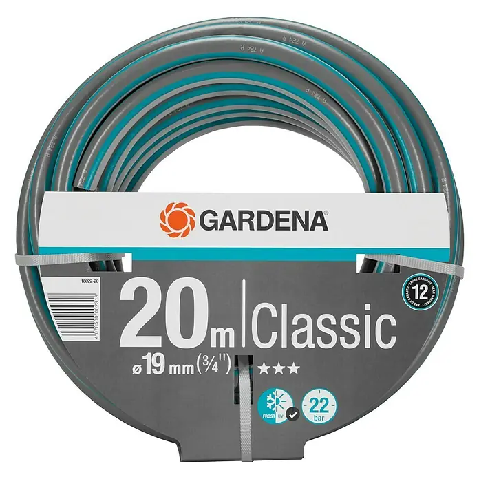 Gardena Classic Manguera - Largo: 20 m, Diámetro tubo flexible: 19 mm (¾''), Presión máxima: 22 bar