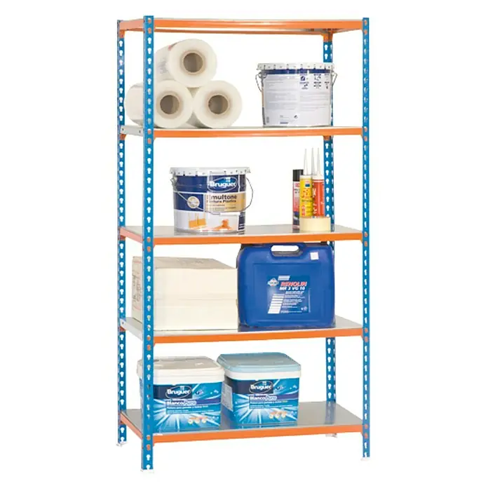 Simonrack Simonclick Estantería metálica - L x An x Al: 40 x 90 x 180 cm, Capacidad de carga: 180 kg/balda, Número de baldas: 5 ud., Inserción, Azul/Naranja