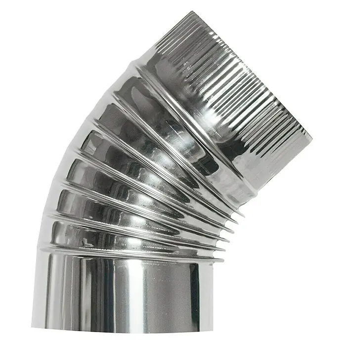 Codo para tubos inoxidable - 110 mm, 45 °, Cromado, Plateado