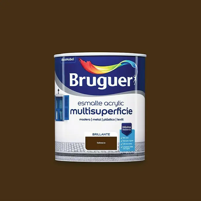 Bruguer Esmalte de color Acrylic multisuperficie - Tabaco, 750 ml, Brillante