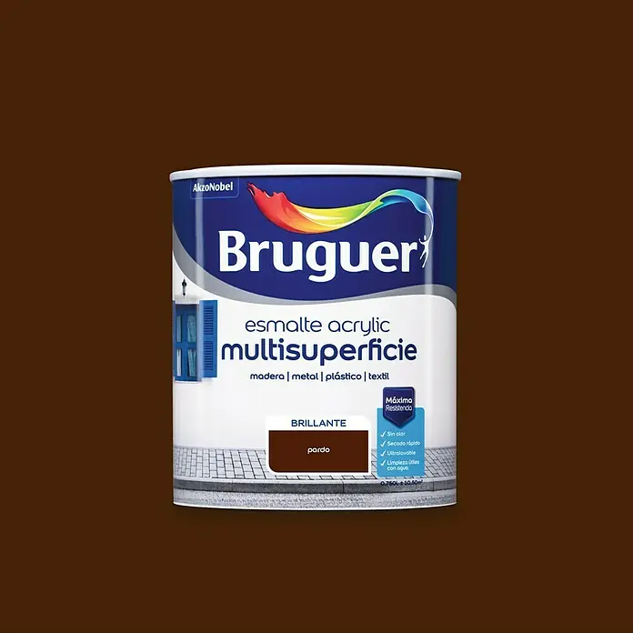Bruguer Esmalte de color Acrylic multisuperficie - Pardo, 750 ml, Brillante