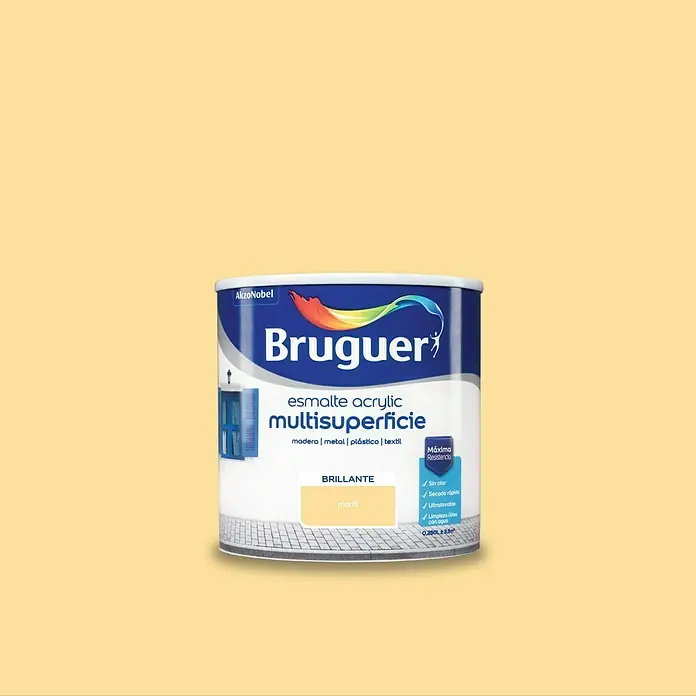 Bruguer Esmalte de color Acrylic multisuperficie - Marfil, 250 ml, Brillante