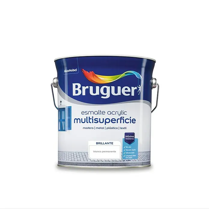 Bruguer Esmalte de color Acrylic multisuperficie - Blanco, 4 l, Brillante