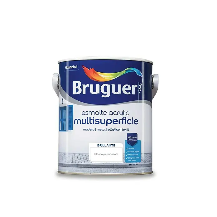 Bruguer Esmalte de color Acrylic multisuperficie - Blanco, 2,5 l, Brillante
