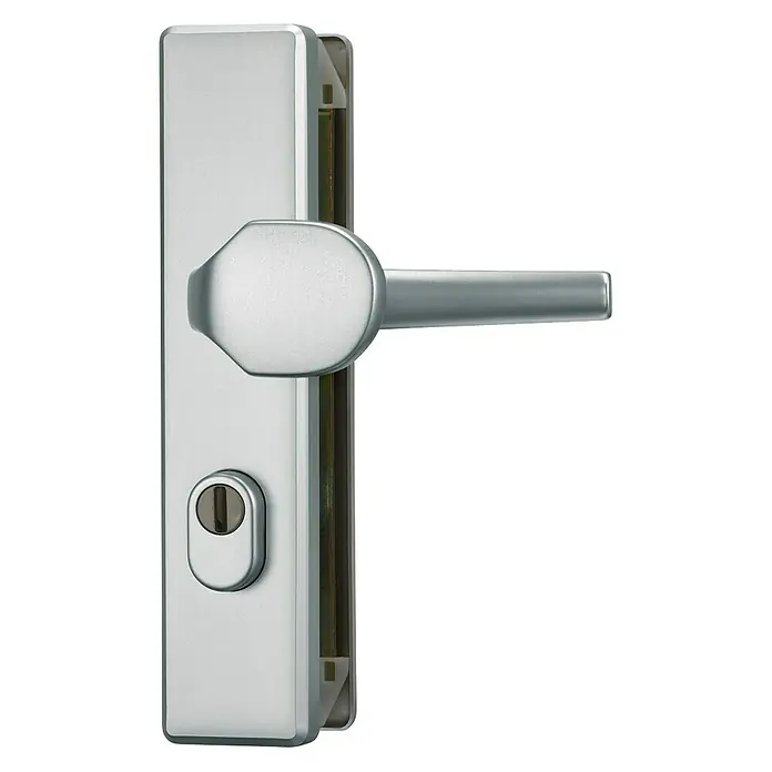 Abus Schutzbeschlag KLZS714 - Wohnungsabschlusstür, Aluminium, Türstärke: 37 mm - 47 mm, Knopf außen, Drücker innen, Eckig - Vorderansicht