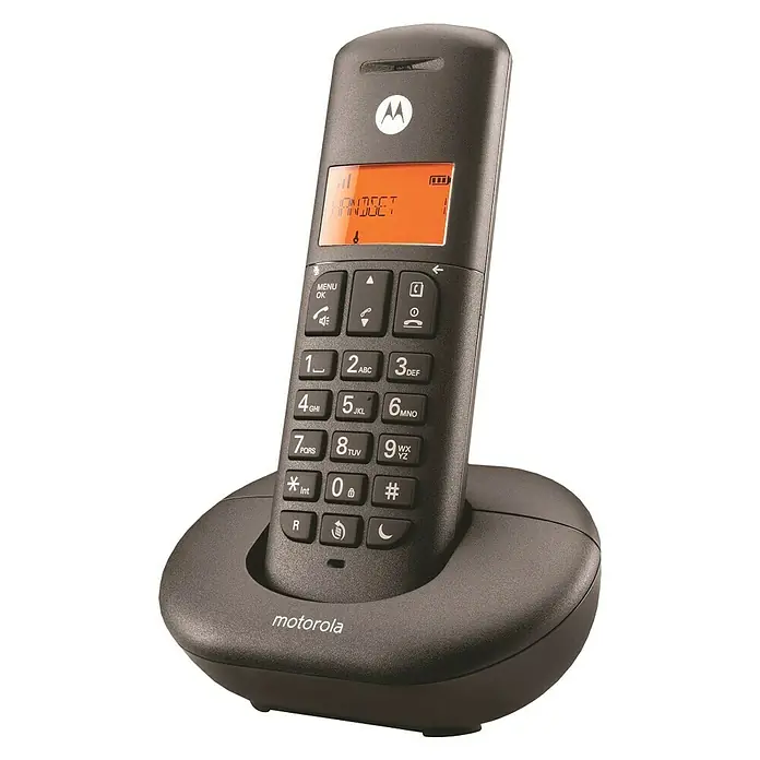 Motorola Teléfono inalámbrico E201 - Rellamada, Negro