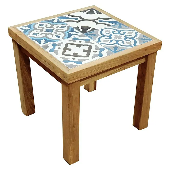 Mesa auxiliar de jardín Saida - L x An: 45 x 45 cm, Natural