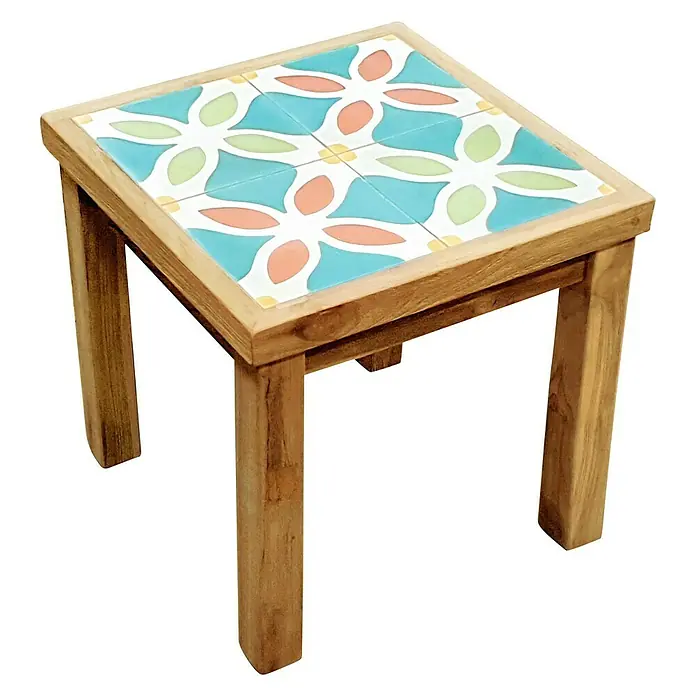 Mesa auxiliar de jardín Saida - L x An: 45 x 45 cm, Natural