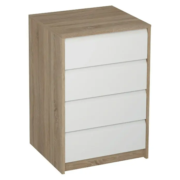 Cajonera K-762 - L x An x Al: 45 x 50 x 73,4 cm, Blanco/Roble, Número de cajones: 4 ud.