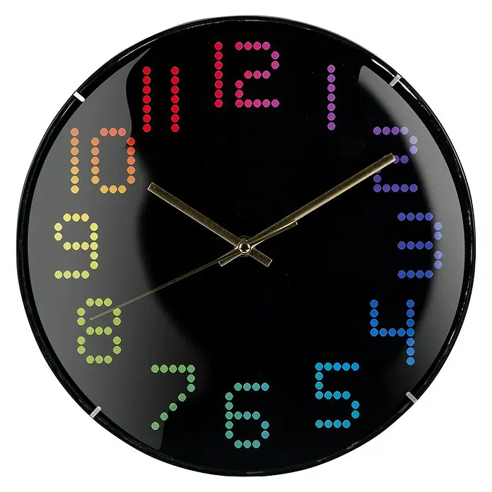 Wanduhr rund - Schwarz, Durchmesser: 30 cm - Vorderansicht