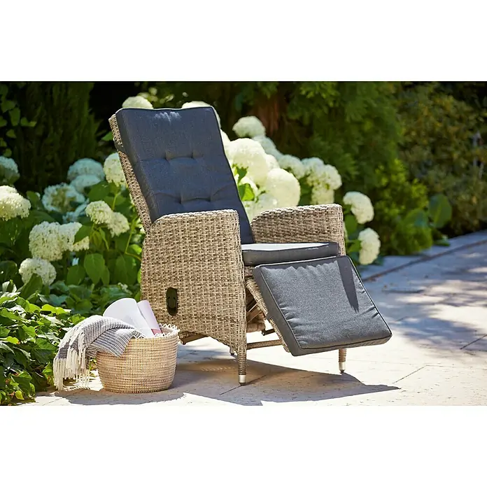 Sunfun Pauline Vrtna fotelja - Š x D x V: 68 x 60 x 108 cm, Antracit, Bambus Grey, Nožni dio može se rasklopiti - Živopisni prikaz