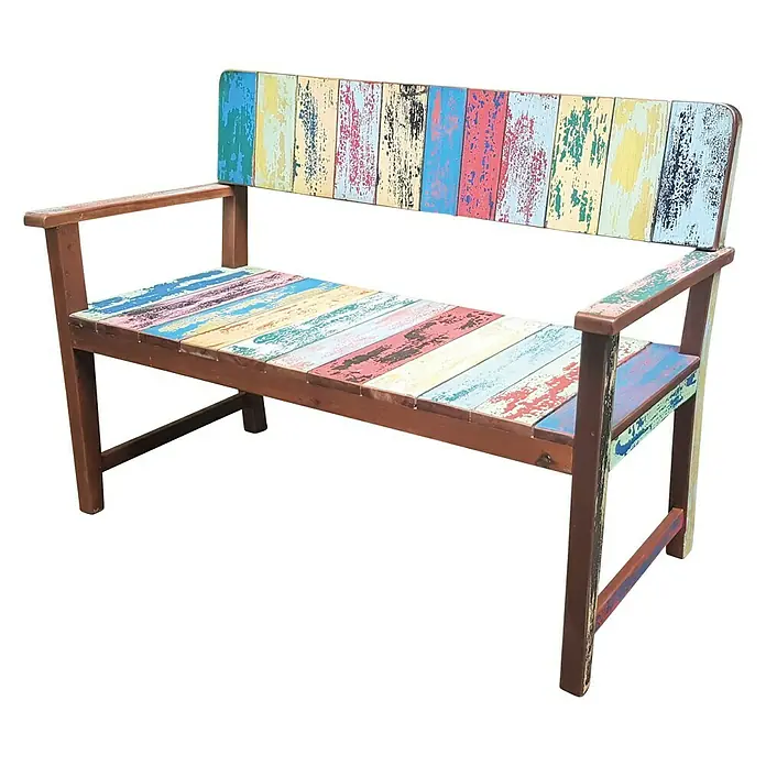 Sunfun Gartenbank aus Bootsplanken - B x T x H: 124 x 60 x 88 cm, Used-Look kräftig