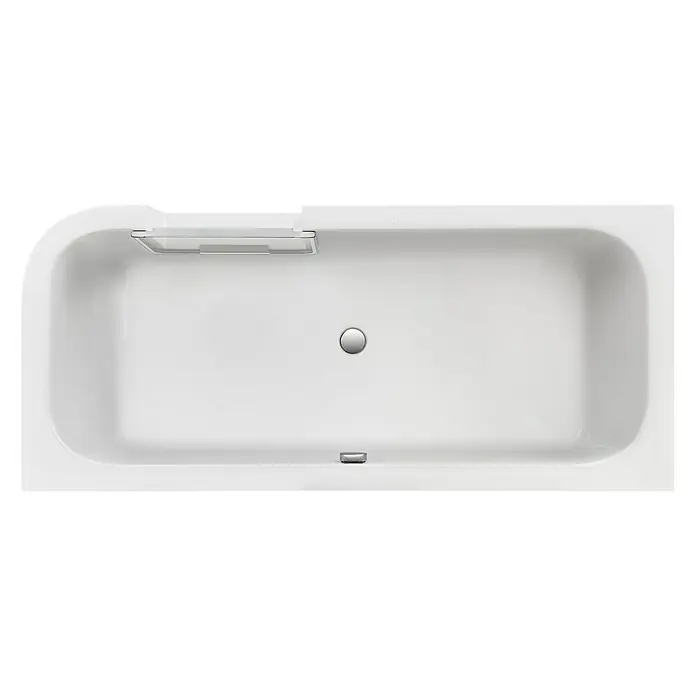 Ottofond Badewanne Pueblo - 180 x 80 cm, Rechtsseitig, Mit Ab- & Überlaufgarnitur & Wassereinlauf, Sanitäracryl, Weiß - Ansicht von oben