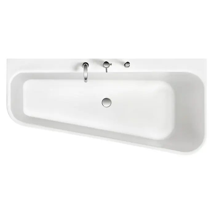 Ottofond Badewanne Derby - 155 x 75 cm, Linksseitig, Mit Ab- & Überlaufgarnitur & Wannenrandarmatur, Sanitäracryl, Weiß - Ansicht von oben