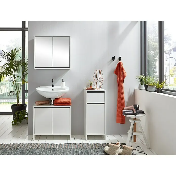 Basic Waschtischunterschrank Basic - 60 x 28 x 55 cm, Weiß - Stimmungsaufnahme