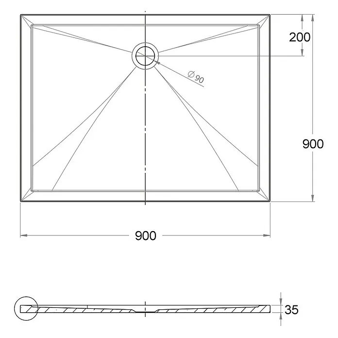 Ottofond Duschwanne Faro - L x B: 90 x 90 cm, Verbundwerkstoff, Weiß