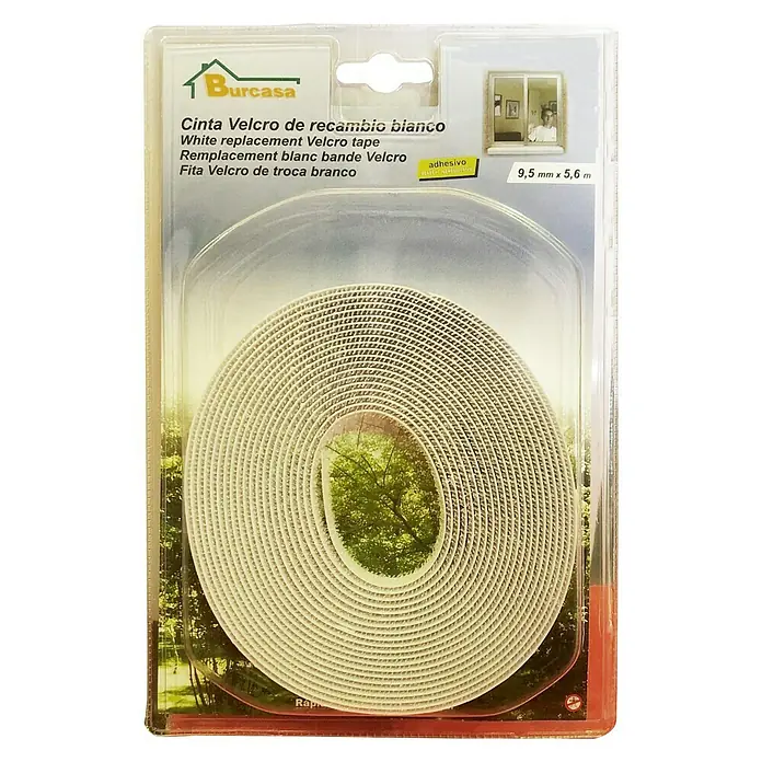 Cinta para mosquitera de recambio - Largo: 9,5 m, Fijación adhesiva, Blanco