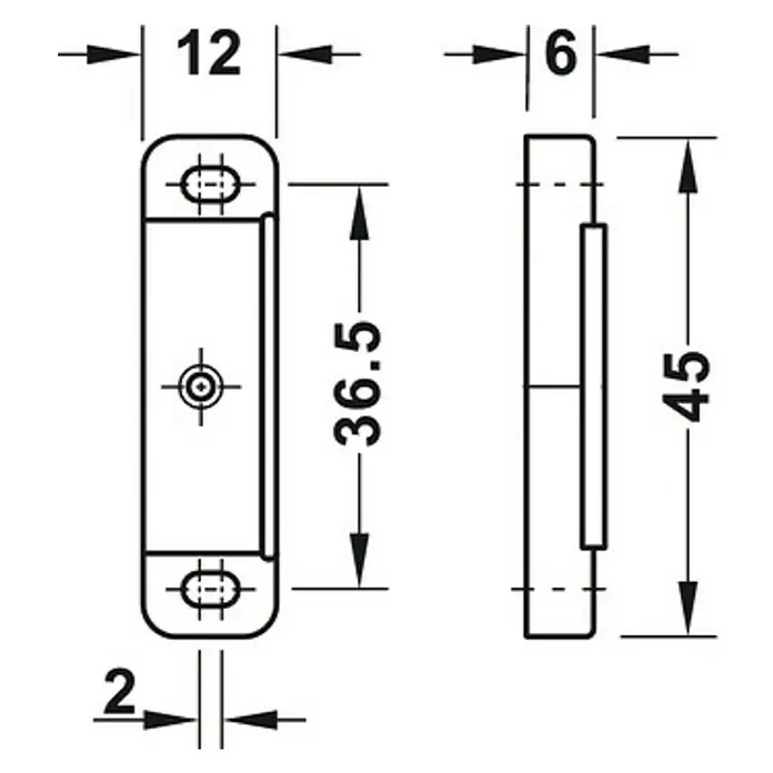 Häfele Magneetsluiting - Hechtsterkte: 5 kg, l x b x h: 15 x 13,5 x 45,5 mm, Bruin - Vooraanzicht