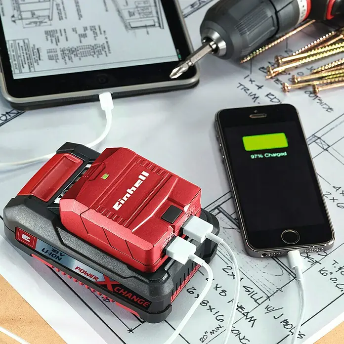 Einhell Power X-Change USB-Akku-Adapter TE-CP 18 Li - 2 USB-Anschlüsse, Passend für: Einhell Power X-Change Akkus