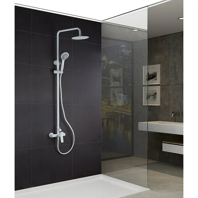Imex Luxor Sistema de ducha - Con grifo monomando, Distancia entre orificios: 90,5 cm, Número de tipos de chorro: 3 ud., Blanco - Foto ambiente