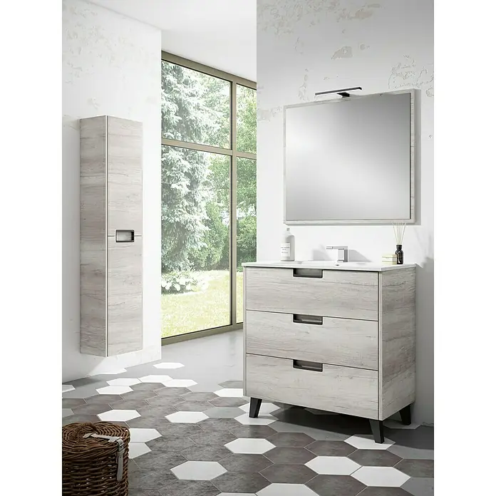 Mueble de lavabo Briseis - L x An x Al: 46 x 80 x 85 cm, Polar, Mate - Foto ambiente