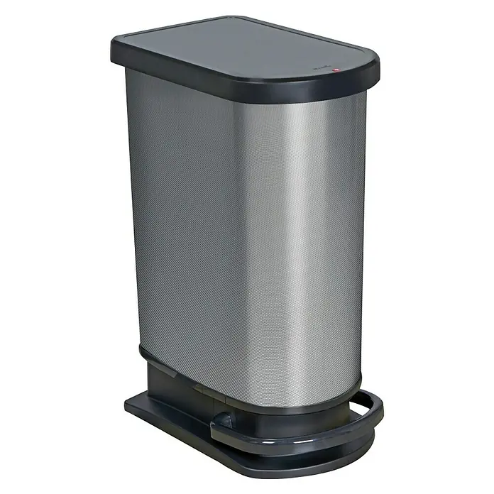 Cubo con pedal Paso carbono - 50 l, Gris/Negro, Rectangular, Plástico