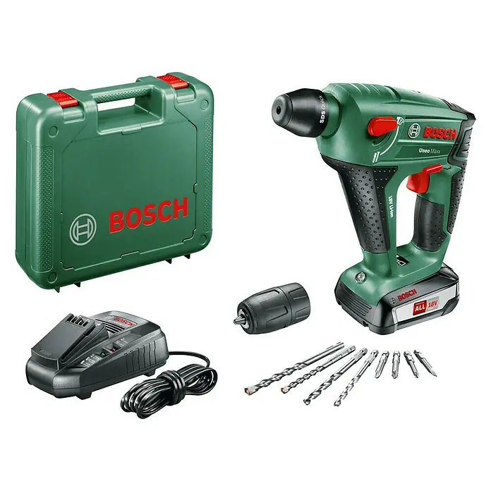 Bosch 18 V Power for All Akku-Bohrhammer Uneo MAXX - 18 V, Li-Ionen, 2,5 Ah, 1 Akku, Einzelschlagstärke: 0,6 J - Vorderansicht