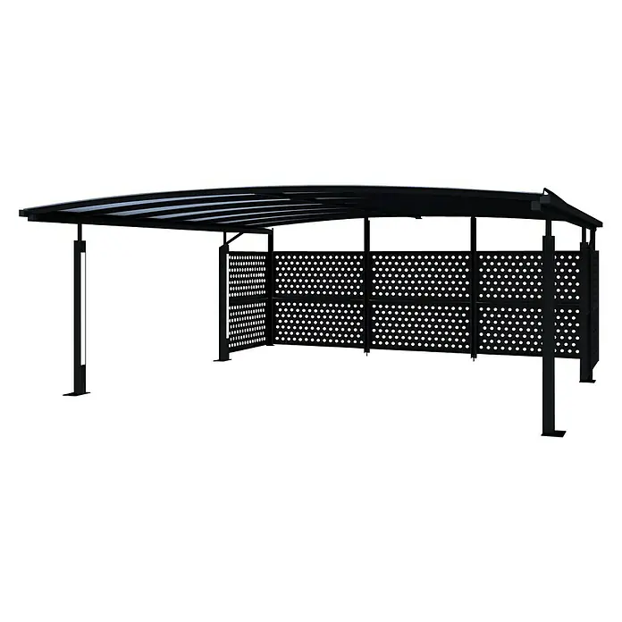 Abson Endwand für Einzelcarport II - Passend für: Abson Calux Doppelcarport, Abson Doppelcarport Cubus, 5,64 x 1,7 m - Vorderansicht