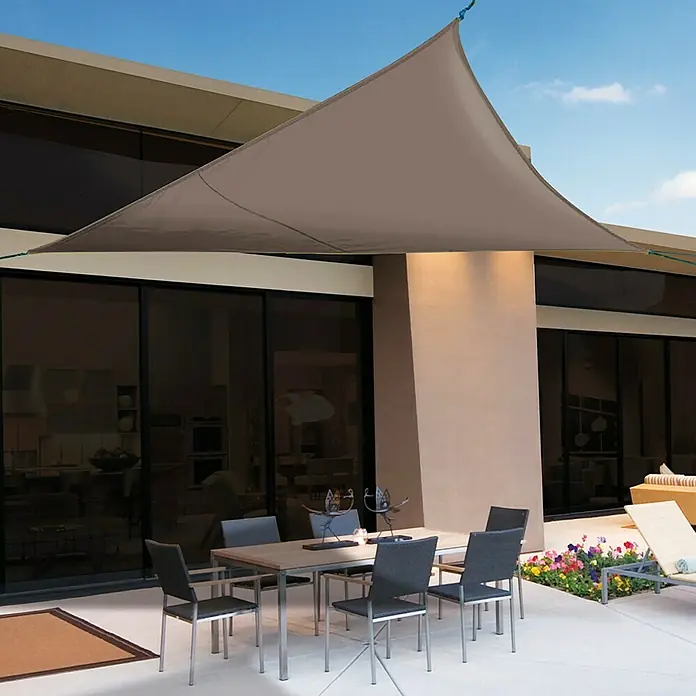 Nortene Toldo vela SUN-NET kit - 3,6 x 3,6 m, Marrón, Triangular - Foto ambiente