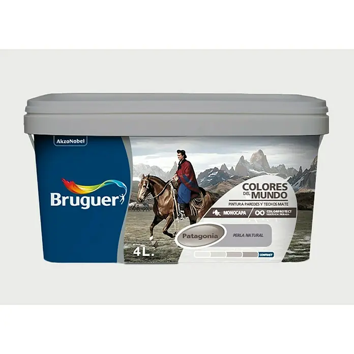 Bruguer Colores del Mundo Pintura para paredes - Patagonia Matiz perla, 4 l, Mate - Vista frontal