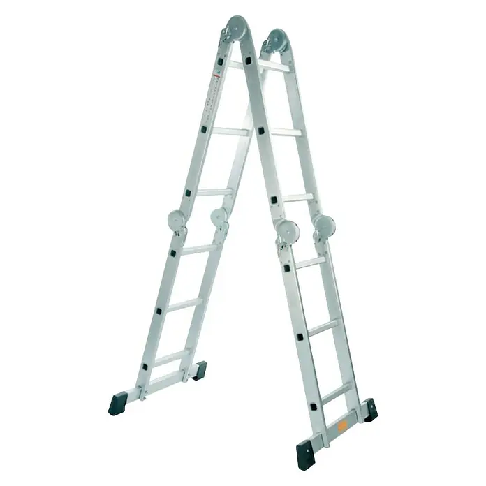Escalera extensible de aluminio - Altura de trabajo: 3,5 m, 4 x 3 escalones, Aluminio - Vista angular
