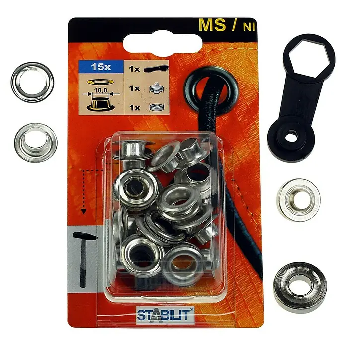 Stabilit Okna - Promjer: 10 mm, Poniklano, 15 Kom. - Pogled sprijeda
