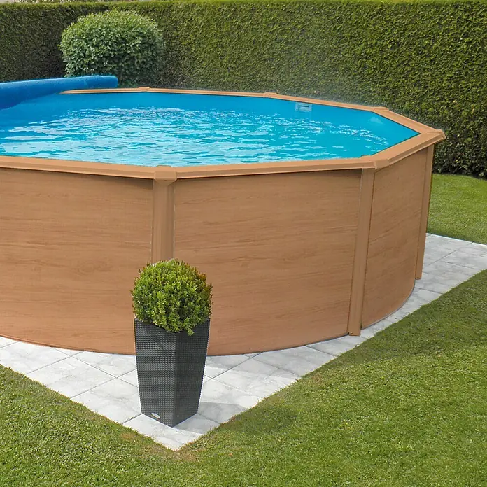 KWAD Pool-Set Steely de luxe Wood - Durchmesser: 3,6 m, Höhe: 1,2 m, Fassungsvermögen: 11.600 l, Rund