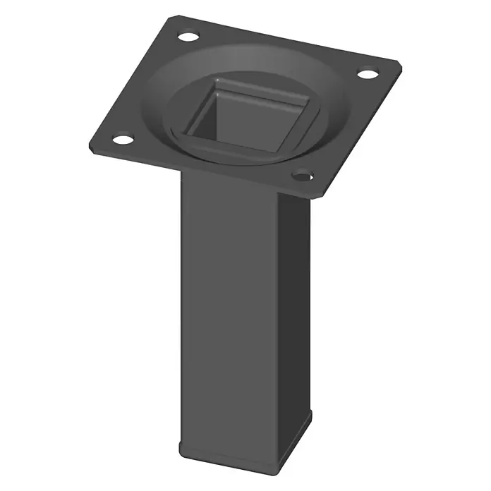 Element System Četverokutno čelično postolje - 25 x 25 x 100 mm, Nosivost: 30 kg, Boja: Crne boje - Pogled sprijeda