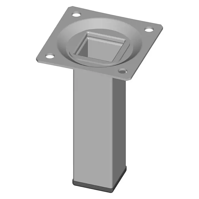 Element System Četverokutno čelično postolje - 25 x 25 x 100 mm, Nosivost: 30 kg, Boja: Bijelo-aluminij - Pogled sprijeda