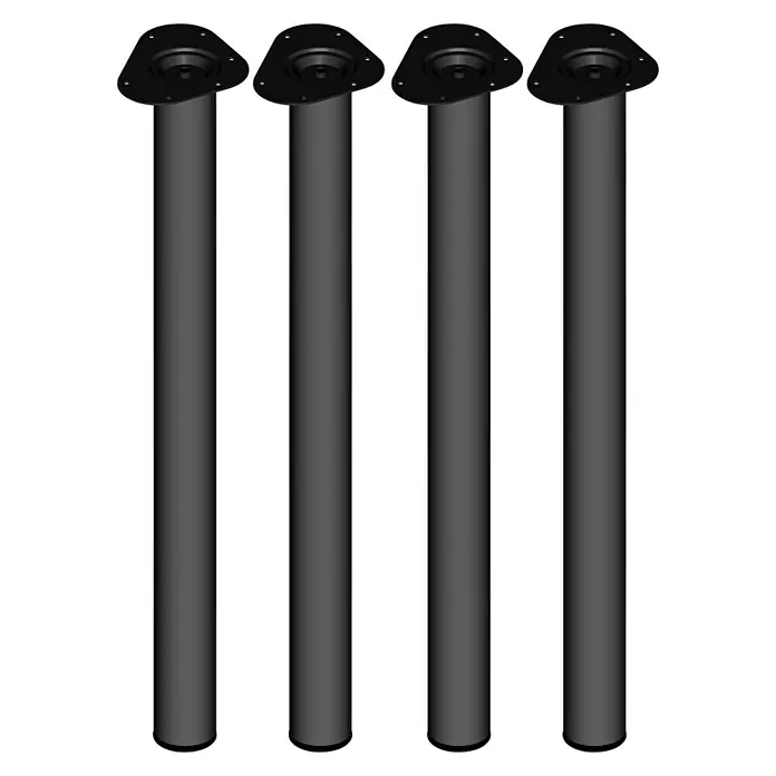 Element System Komplet nožica za namještaj Toskana - Ø x D: 60 x 700 mm, Crne boje, Nosivost: 75 kg, 4 kom - Pogled sprijeda