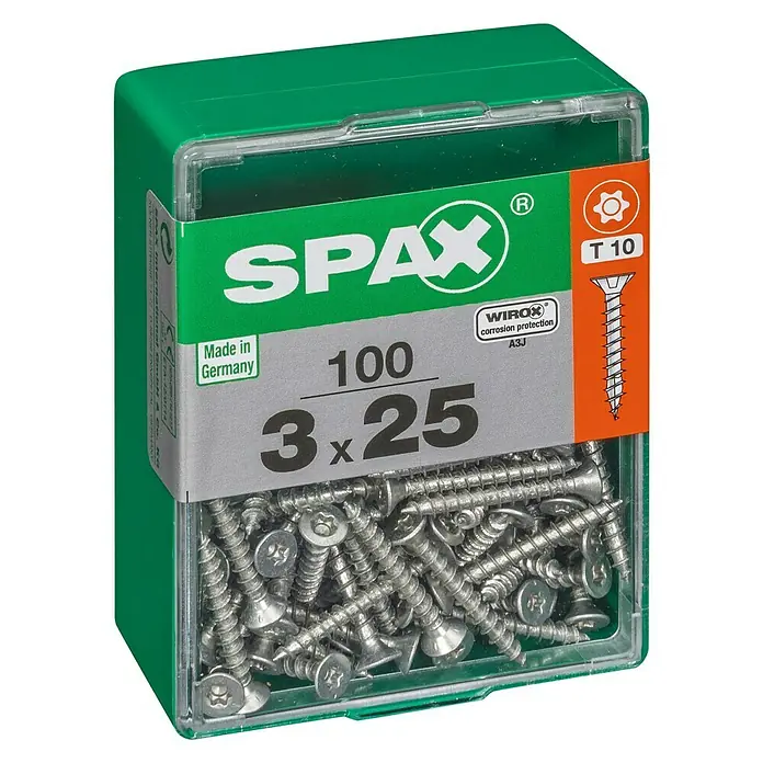 Spax Universalschraube T-Star plus - Ø x L: 3 x 25 mm, WIROX Oberfläche, T-Star plus, 100 Stk. - Linke Seitenansicht