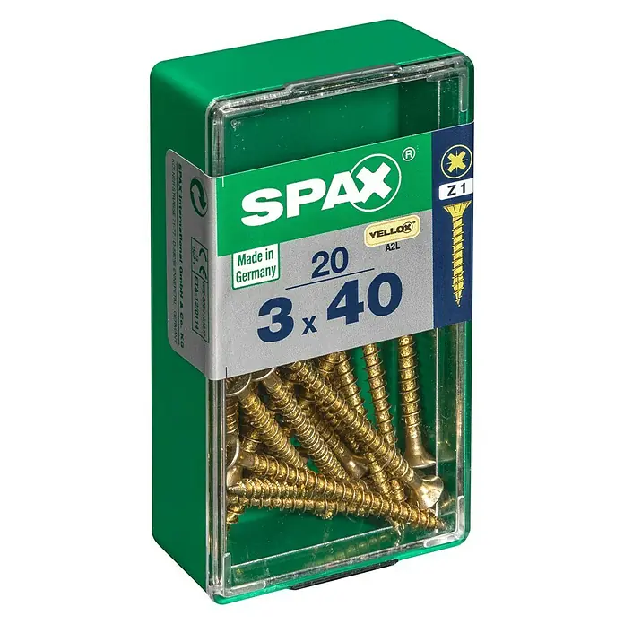Spax - 3 x 40 mm, Puni navoj, 20 kom - Pogled s lijeve strane