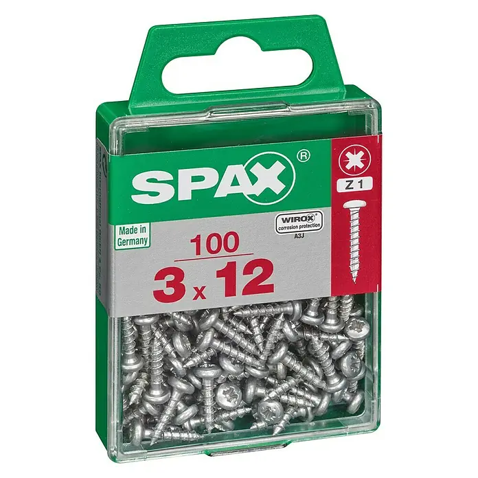 Spax Vijak s poluokruglom glavom - 3 x 12 mm, Pocinčano, 100 kom, TX za TORX pogone - Pogled s lijeve strane