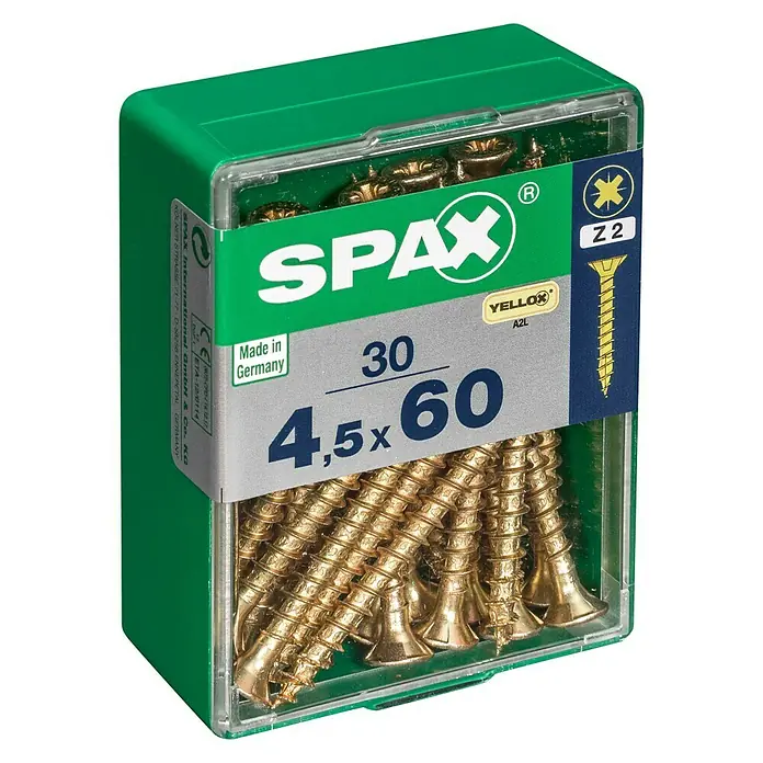 Spax Univerzalni vijak - 4,5 x 60 mm, Puni navoj, 30 kom - Pogled s lijeve strane