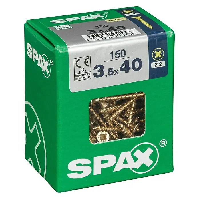 Spax Univerzalni vijak - 3,5 x 40 mm, Puni navoj, 150 kom - Pogled s lijeve strane