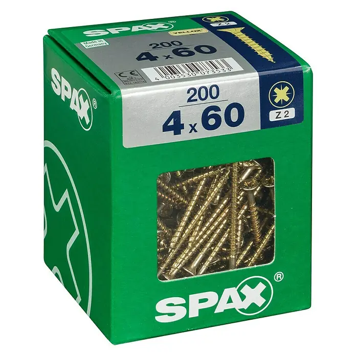 Spax Univerzalni vijak - 4 x 60 mm, Puni navoj, 200 kom - Pogled s lijeve strane