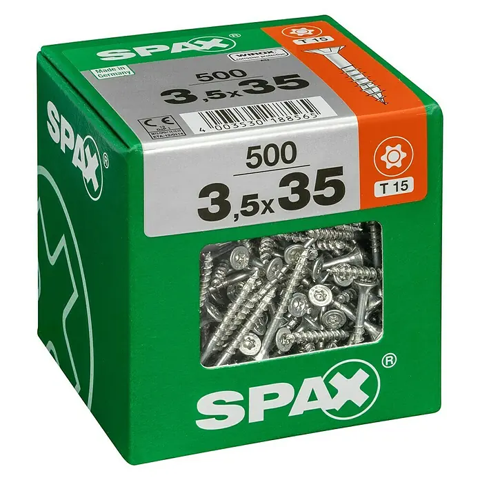 Spax Universalschraube T-Star plus - Ø x L: 3,5 x 35 mm, WIROX Oberfläche, T-Star plus, 500 Stk. - Linke Seitenansicht