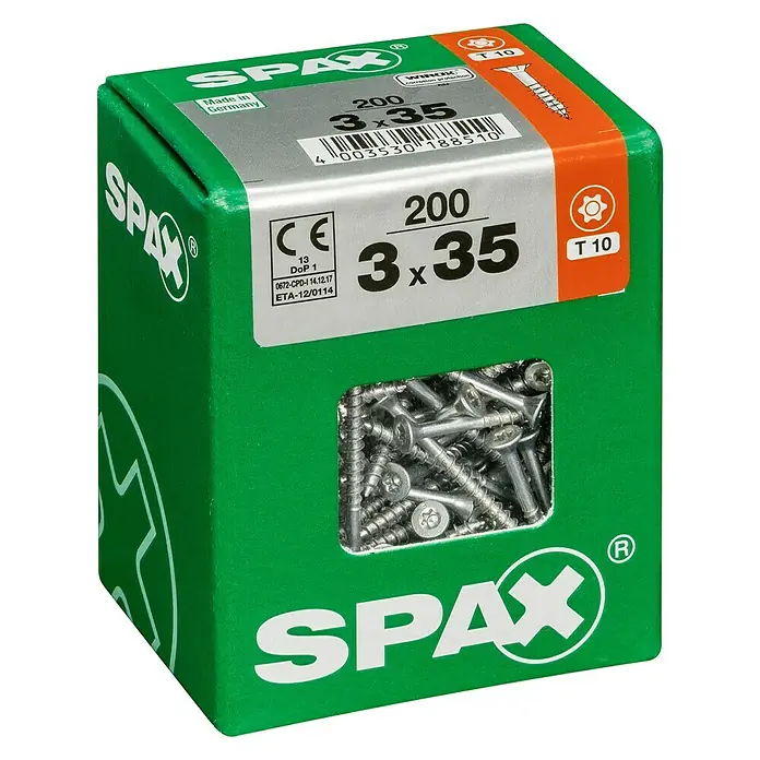 Spax Universalschraube T-Star plus - Ø x L: 3 x 35 mm, WIROX Oberfläche, T-Star plus, 200 Stk. - Linke Seitenansicht