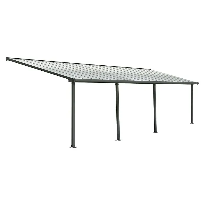 Palram – Canopia Terrassenüberdachung Olympia - Tiefe: 3 m, B x H: 9,71 x 2,1 m, Anthrazitgrau