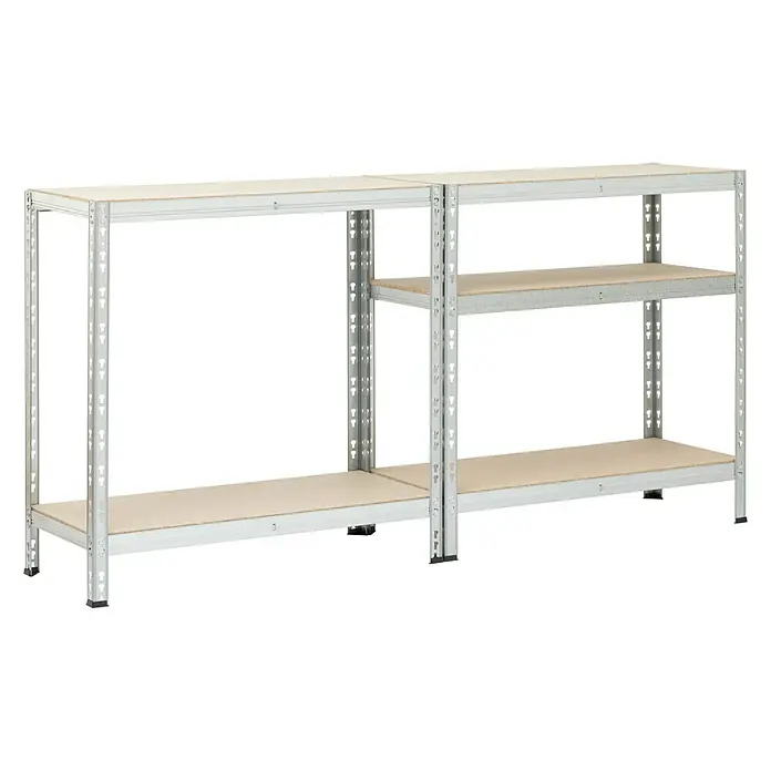 Regalux Metalni regal za teški teret - D x Š x V: 40 x 90 x 180 cm, Nosivost: 175 kg/polica, Broj polica: 5 Kom., Uticanje, Sive boje - Pogled sprijeda